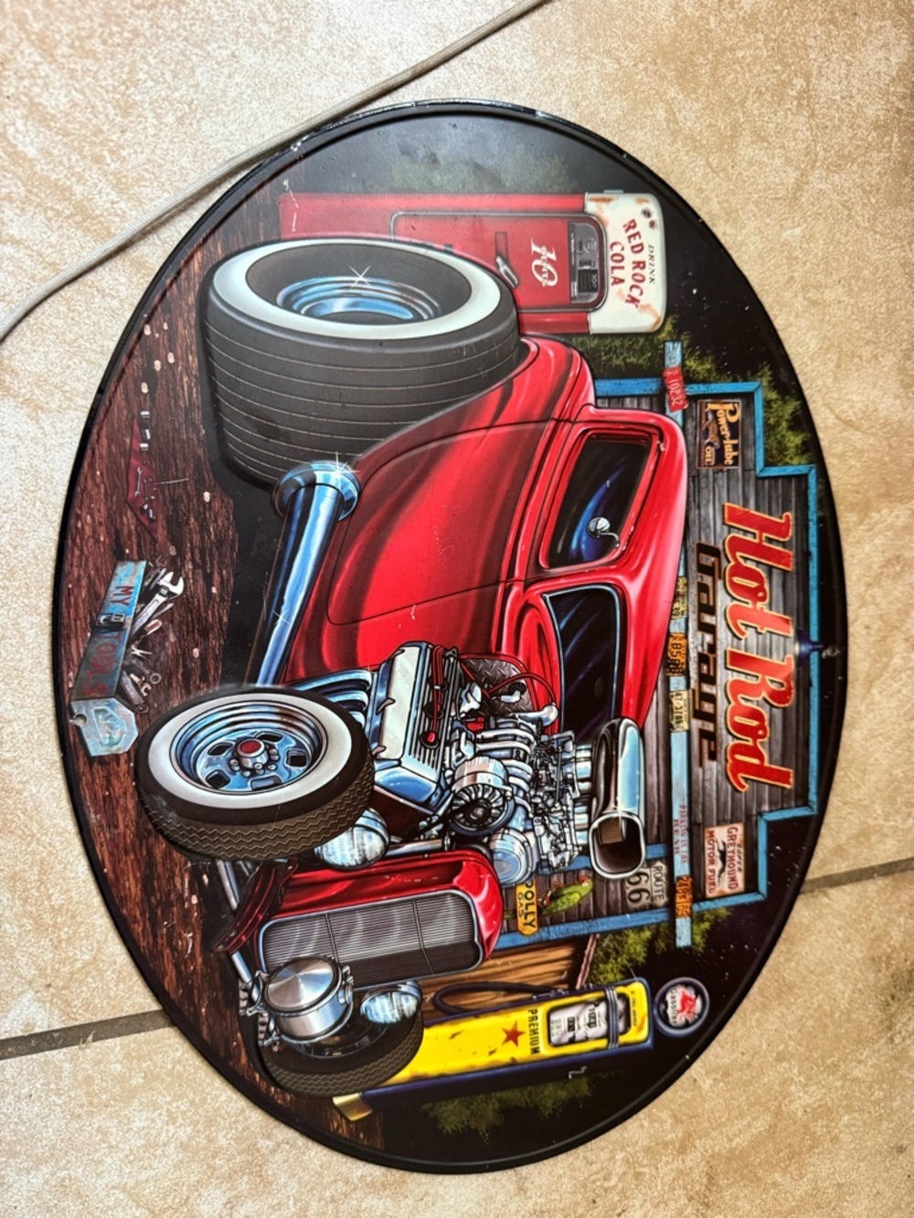 Open Road Brands Red Hot Rod metal embossed Sign